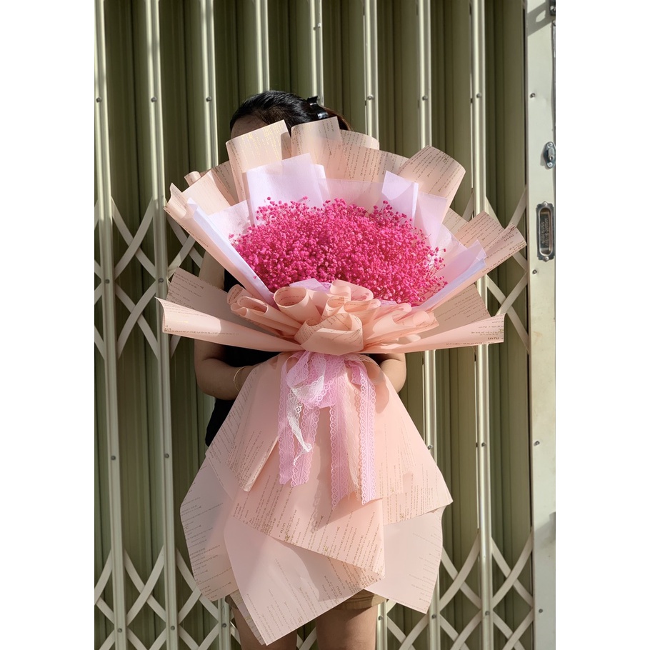 Bó hoa baby sấy khô siêu to, siêu dễ thương cao từ 50cm đến 1m TẶNG KÈM ĐÈN NHÁY