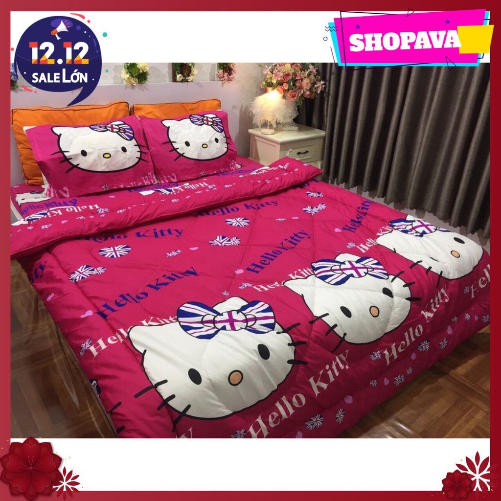 [Free ship-Giảm mạnh]Chăn phao poly giá siêu rẻ 1m8x2m,chát chọn mẫu-hello kitty cờ anh