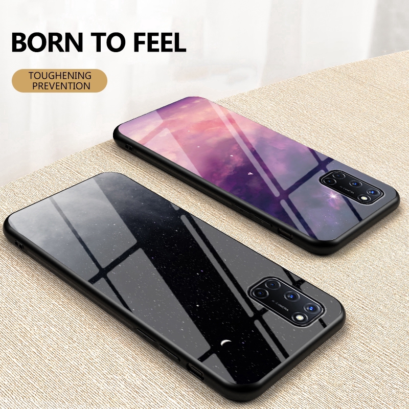 Ốp lưngCase OPPO A92 A52 A12 A91 A31 F11 F9 PRO A3S A5S A5 A7 A9 2020 RNEO 3  Realme 5 PRO   Starry sky Gradient glass hard case