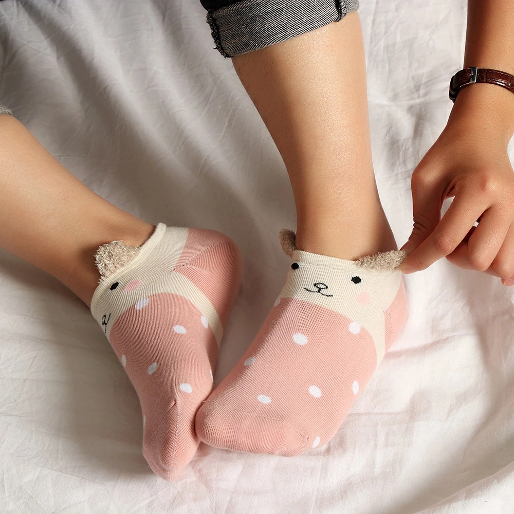 Đôi tất mắt cá chân cổ thấp cotton ấm áp mềm mại cho nữ họa tiết động vật hoạt hình đáng yêu phong cách Harajuku