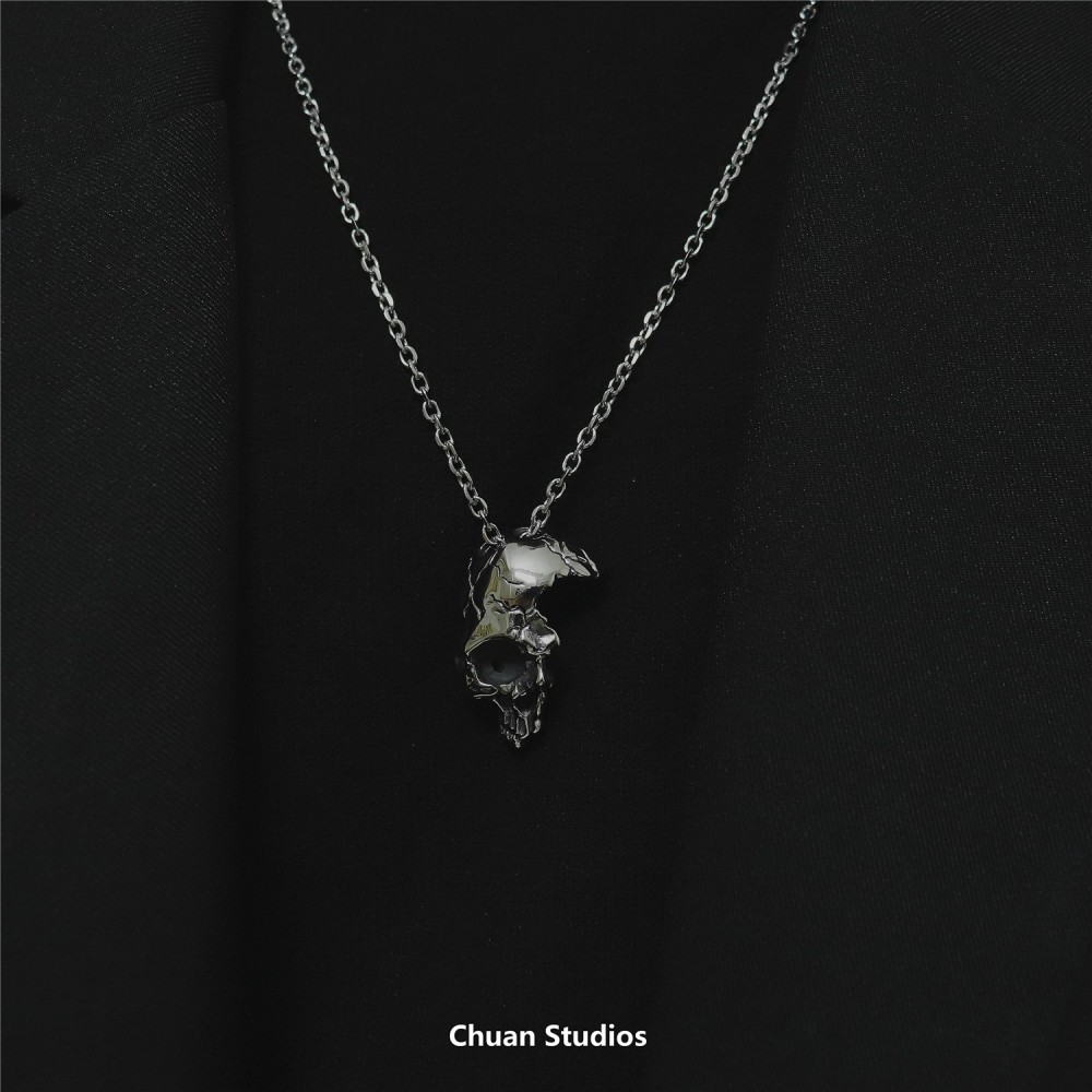 Dây Chuyền Nam Skull Chain Màu Bạc Kuu Clothes - Mặt Vòng Cổ Hình Đầu Lâu Chất Liệu Titan Cao Cấp Không Gỉ - Skull Chain