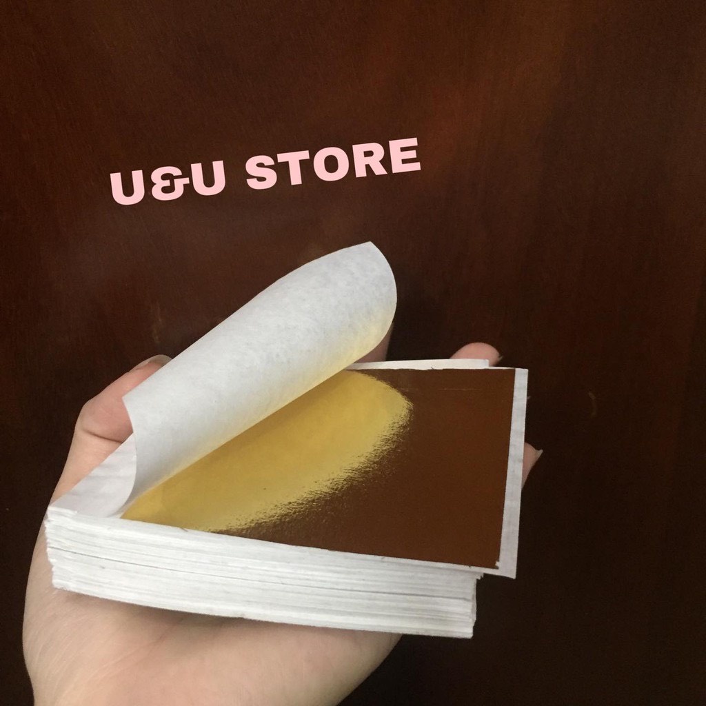 Bộ 200 Lá Vàng Miếng 24K Dùng Cho Trang Trí  chuyên Dát Vàng, nguyên liệu slim