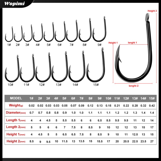Mf 200 Chiếc Thép Carbon Cao1#-15# Móc Câu Cá Mềm Chuyên Dụng Chất Lượng