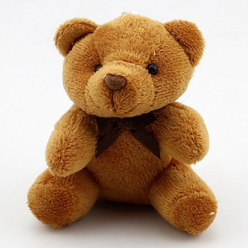 Móc Khóa Hình Gấu Teddy Nhồi Bông Có Nơ 8cm Chiều Cao 8cm