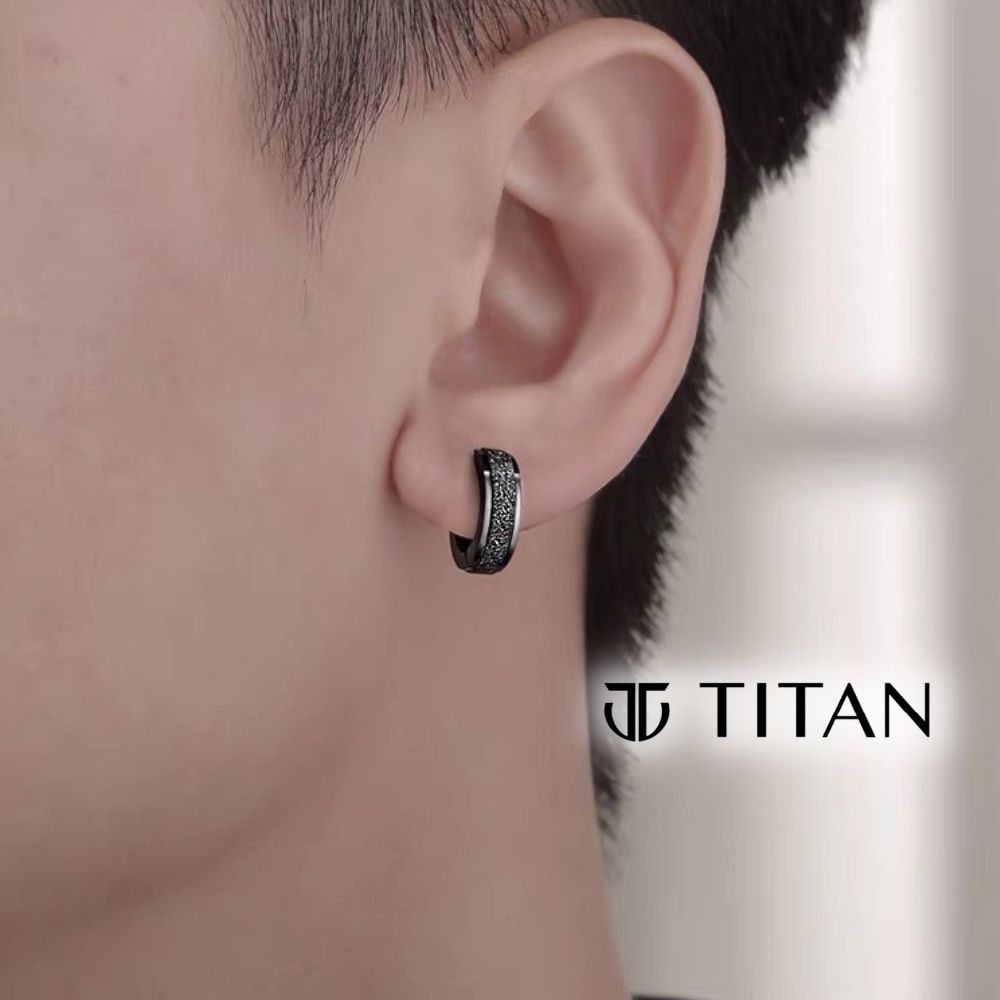 Khuyên tai nam tròn unisex, bông tai đính đá kim cương cực đẹp, khuyên xỏ tai kẹp vành tai 2 màu trắng đen TITAN Shop