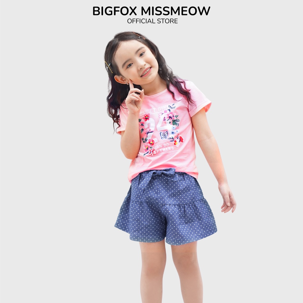 Bộ bé gái Bigfox - Miss Meow mùa hè chất liệu cotton mềm mịn hình in sweet girl size trẻ em 3,4,5,6,7,8,9,10,11 tuổi