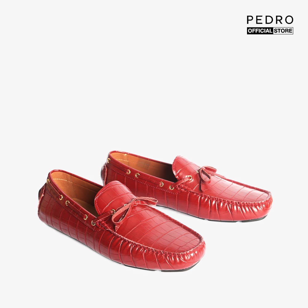 PEDRO - Giày lười nam Croc Effect Bow PM1-65980215-16