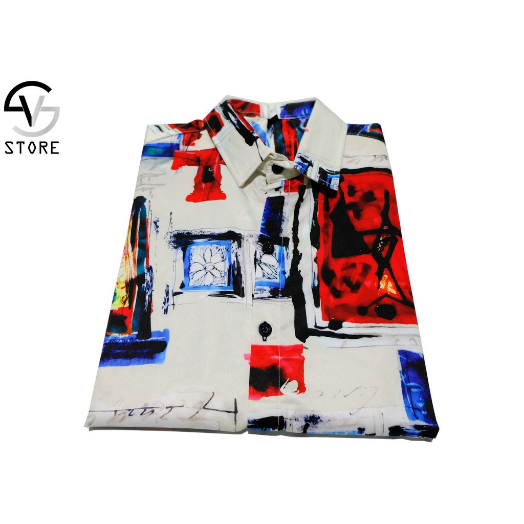 Áo sơ mi nam tay ngắn họa tiết SVS0002 SV STORE Chất lụa chéo cao cấp, thoáng mát, thấm hút tốt | BigBuy360 - bigbuy360.vn