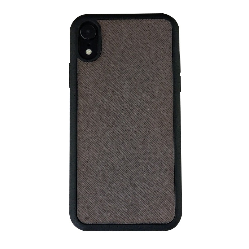 Ốp Lưng Ionecase Iphone Xr Da Bò Safiano Chống Sốc Màu Xám