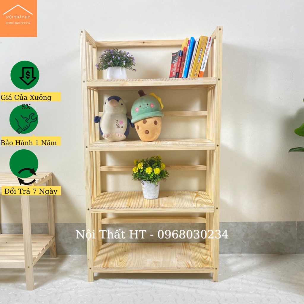 Kệ Sách Đa Năng 4 Tầng Gỗ Thông Không Mối Mọt - Nội Thất HT