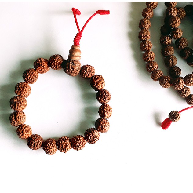 Vòng đeo tay Hạt Bồ Đề Kim Cang tự nhiên Nepal 8-10mm (Rudraksha) Màu nâu gỗ