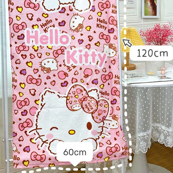 Khăn Tắm Bông Tinh Khiết Cotton 120x60cm Hoạt Hình Hello Kitty Pooh Stitch Đi Tắm/ Đi Biển/ Khăn Quấn Choàng Tắm - DISI