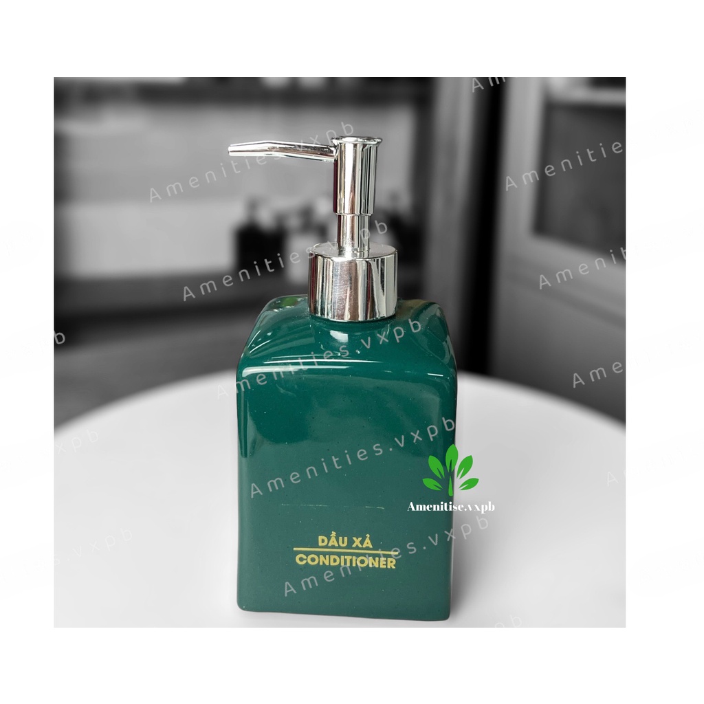 [Hỏa tốc] Bình gốm sứ đựng dầu gội, sữa tắm, nước rửa tay 350ML, cốc đánh răng cho khách sạn, resort, homestay