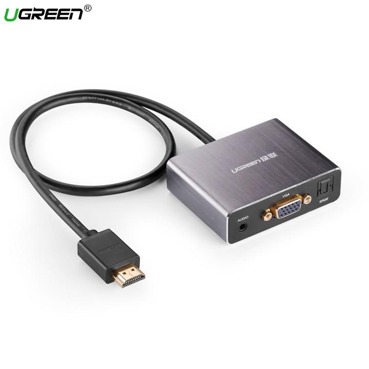 Cáp chuyển đổi HDMI to VGA + Audio và 1 cổng quang SPDIF chính hãng Ugreen UG40282 cao cấp