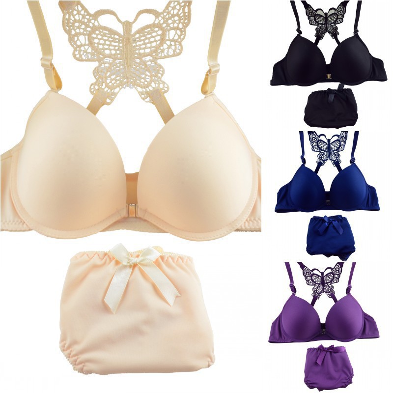 Bộ đồ lót áo ngực khóa trước phối ren lưng hình con bướm