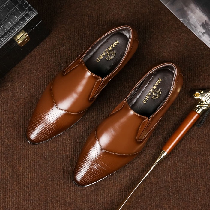 Giày nam đẹp da thật Manzano phong cách mới lạ dành cho quý ông công sở M66604