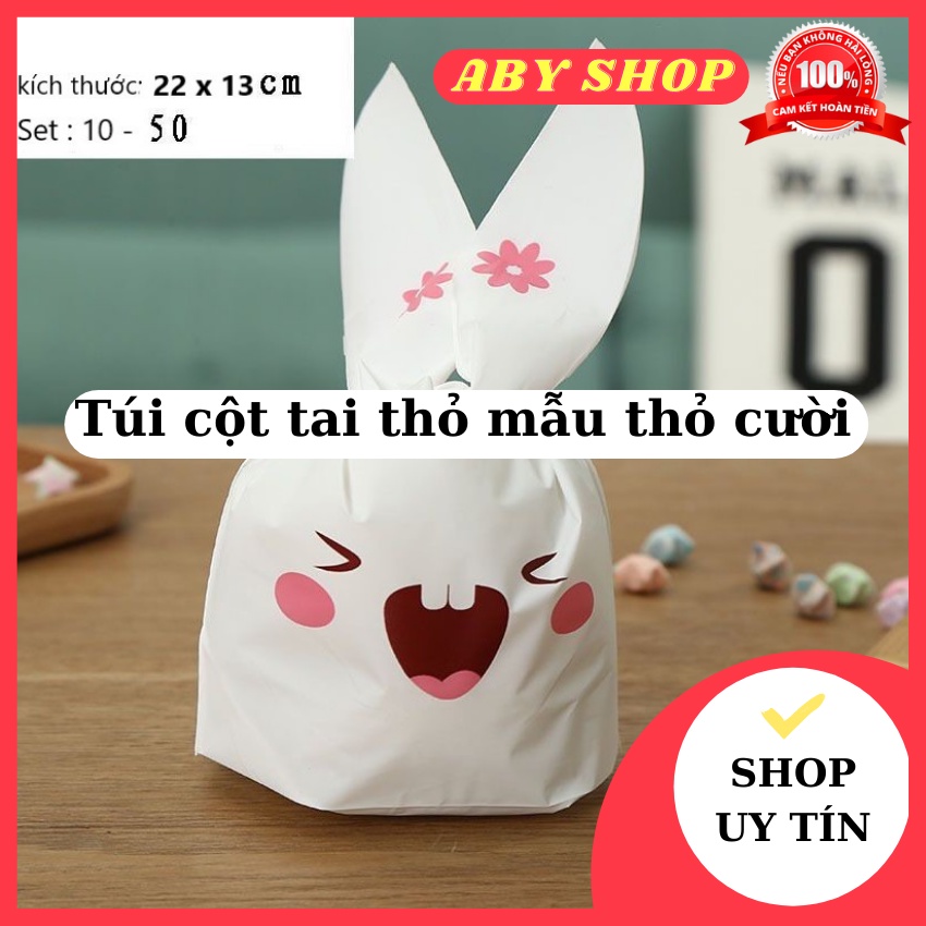 Túi cột tai thỏ mẫu thỏ cười ⚡ GIÁ SỐC ⚡ túi cột đựng bánh nhỏ gọn dễ dàng mang theo đi chơi, du lịch