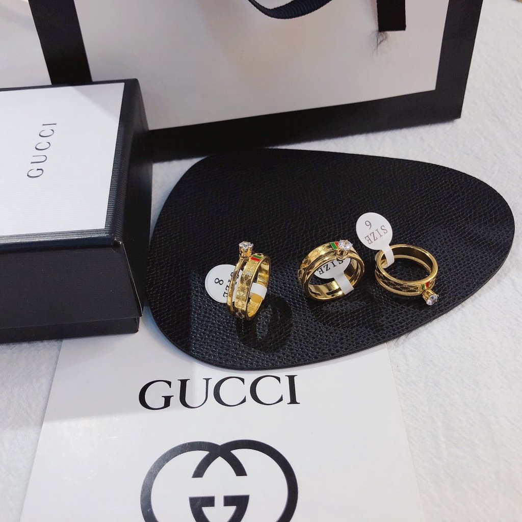 GUCCI Nhẫn đeo tay kim loại phong cách Hàn Quốc cho nữ 925
