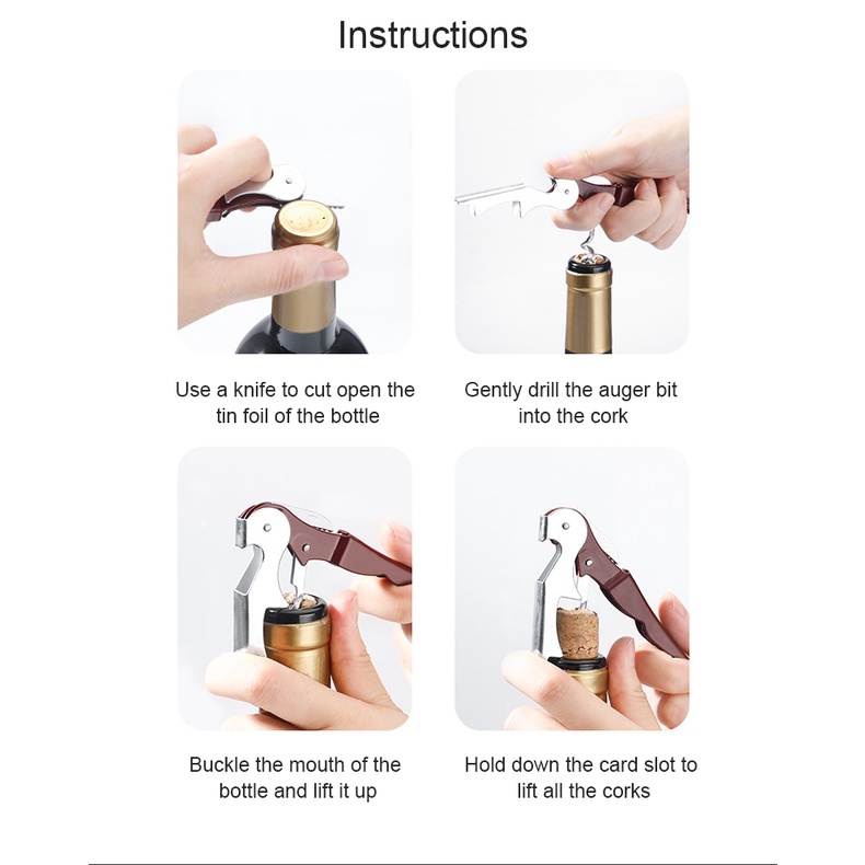 Dụng Cụ Mở Nắp Chai Rượu Đa Năng Bằng Thép Không Gỉ