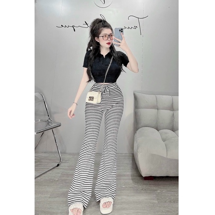 Quần ống loe - Set quần legging cạp cao ống loe