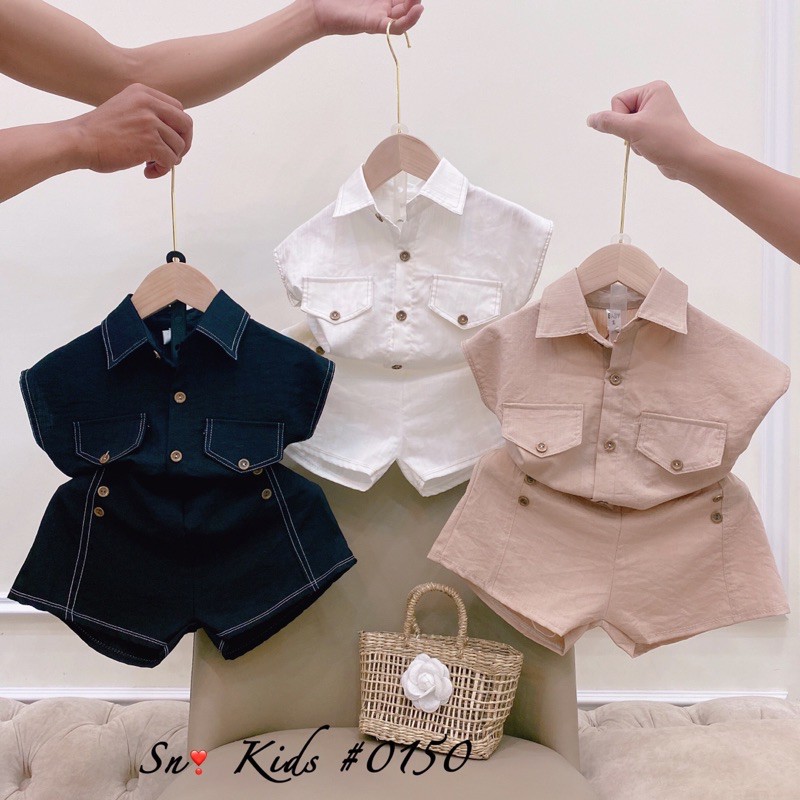 SIZE 8-35kg: Bộ đũi viền cúc sành điệu cho bé gái - BDVC
