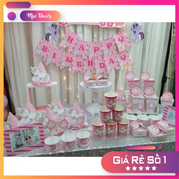 Trang trí tiệc sinh nhật ⚡️ SIÊU GIẢM GIÁ ⚡️ Set bàn ngựa pony ảnh thật hàng chuẩn