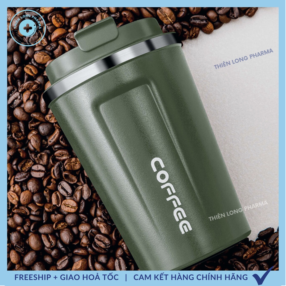 Cốc giữ nhiệt 510ml ly coffee holic inox 304, bình giữ nhiệt 12h tặng Sticker trang trí