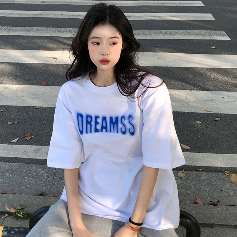 NRVP Áo Thun Nữ Ngắn Tay In Chữ Phong Cách Hàn Quốc