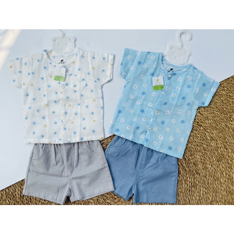 Bộ cộc tay quần đùi cài giữa/bổ trụ chất xô Lullaby