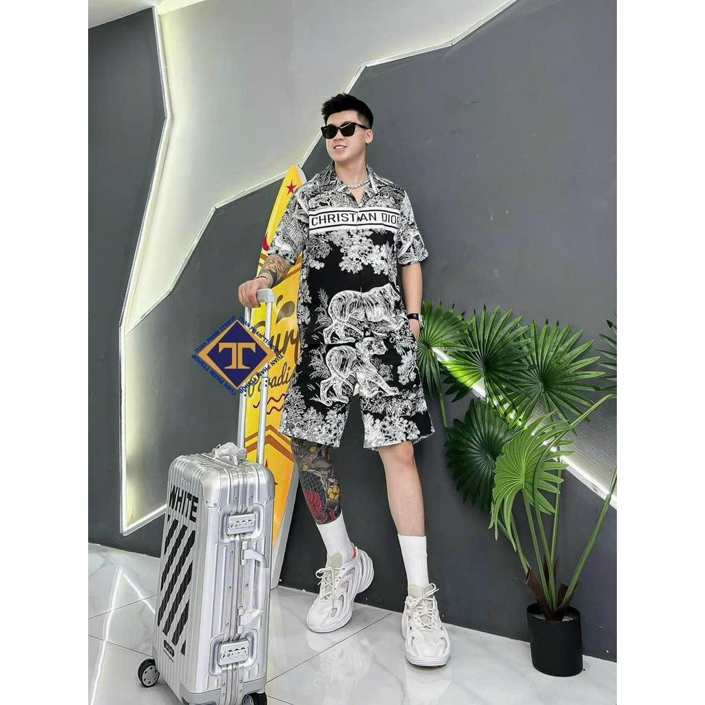 Bộ Đồ Cộc Tay Nam Mặc Mùa Hè Chất Lụa Họa Tiết Cực Đep - Hàng Siêu Cấp New 2023