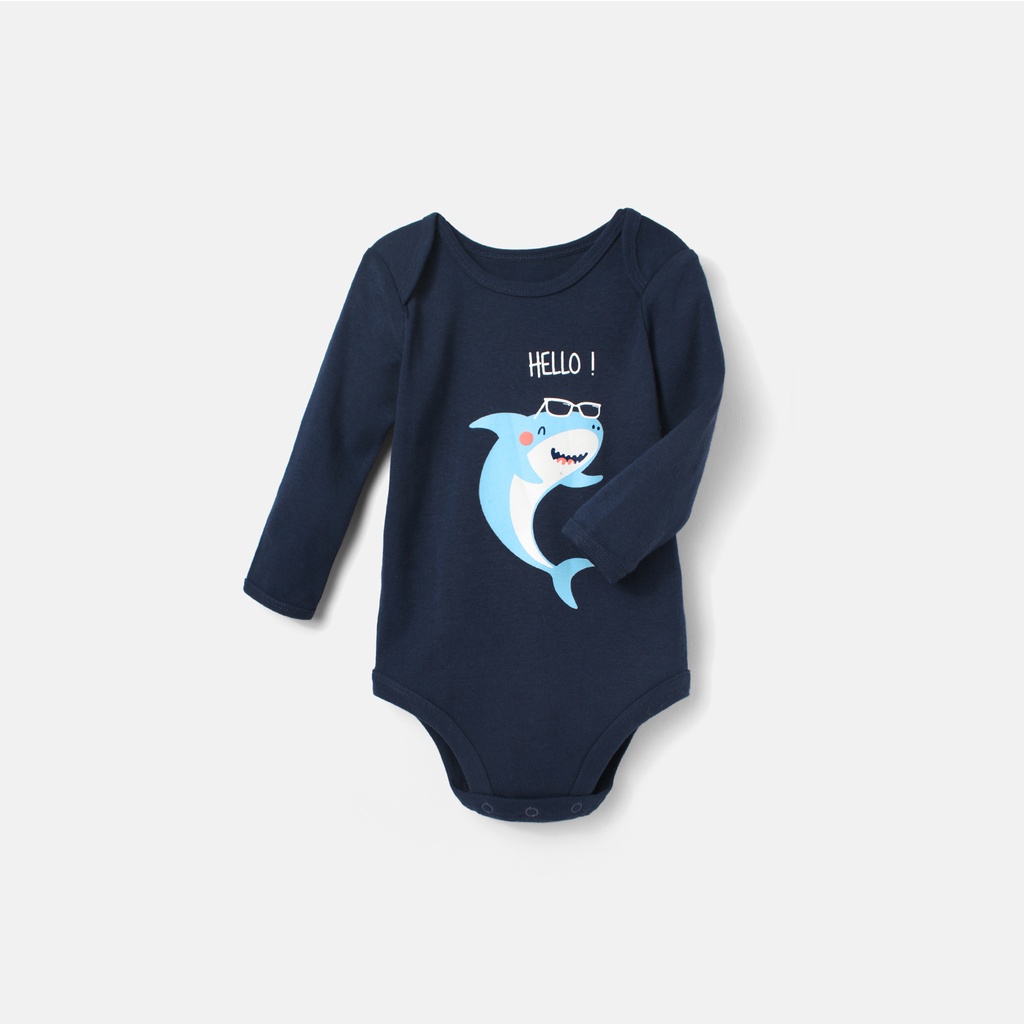 Bộ Bodysuit sơ sinh BAA BABY dài tay in họa tiết cho bé trai - BN-BD01D