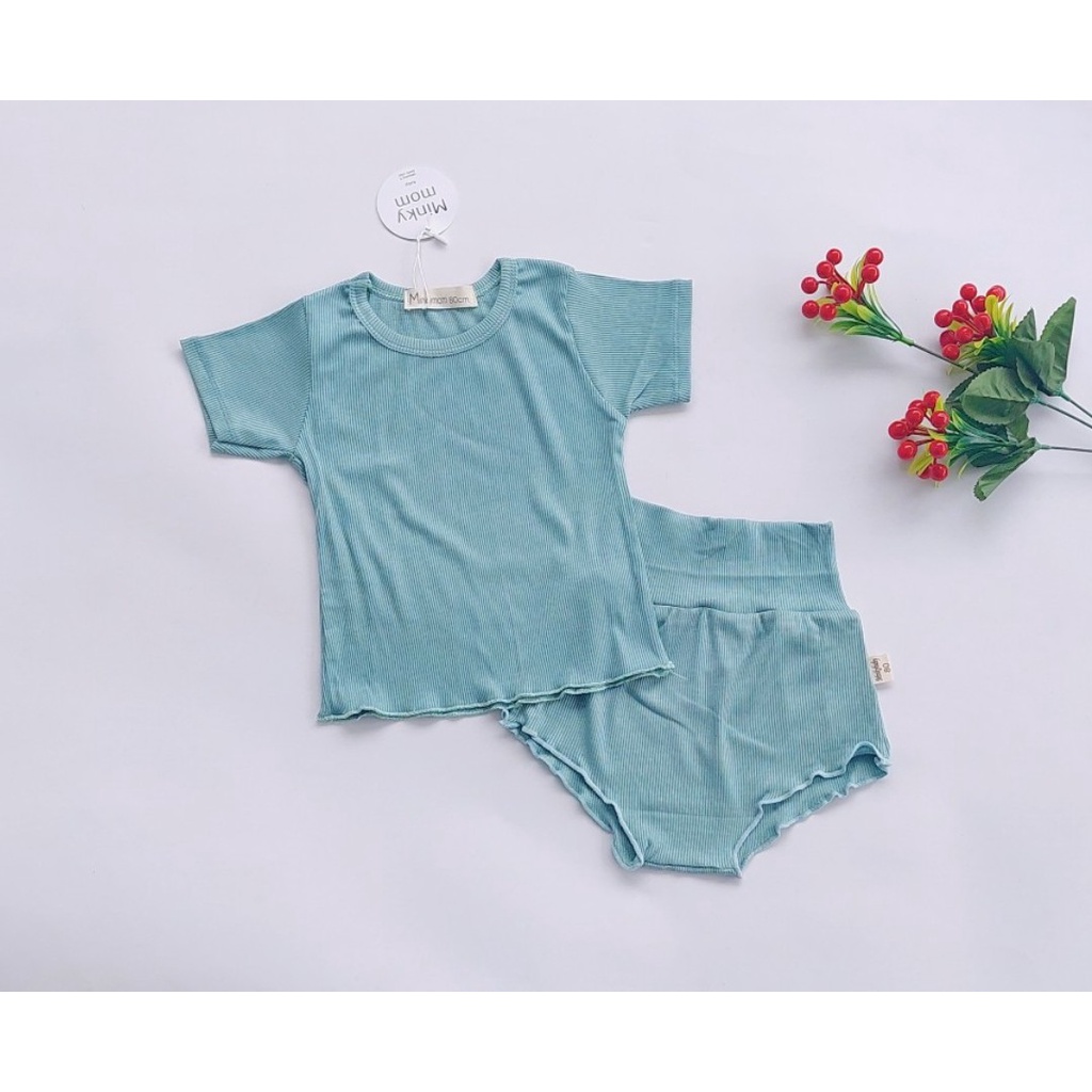 Bộ cộc tay vải tăm lạnh cho bé 7-18kg, quần cạp cao co giãn 4 chiều, hàng đẹp - BO29