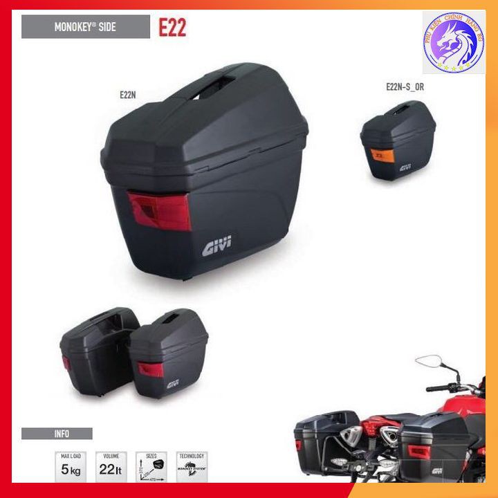 Cặp Thùng Hông Givi E22N Gắn Xe Máy Và Moto - Hàng Chính Hãng - Bảo Hành 24 Tháng