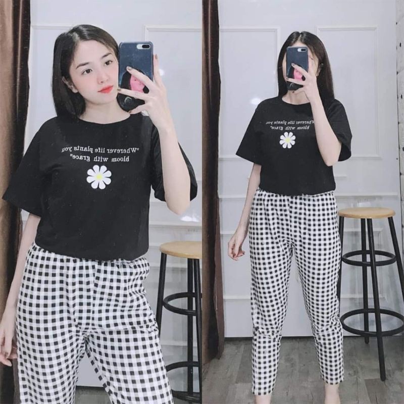 Đồ bộ mặc nhà thun cotton, đồ bộ nữ đẹp chất liệu thun cotton co giãn 4 chiều