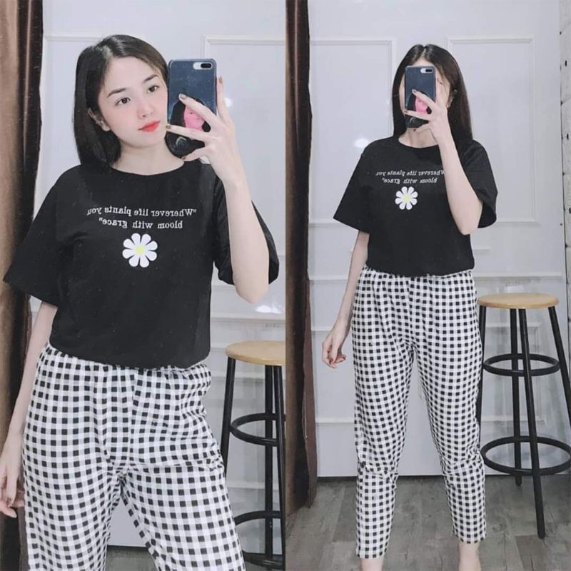 (Khai trương bán giá vốn) Đồ bộ mặc nhà thun cotton, đồ bộ nữ đẹp chất liệu thun cotton co giãn 4 chiều