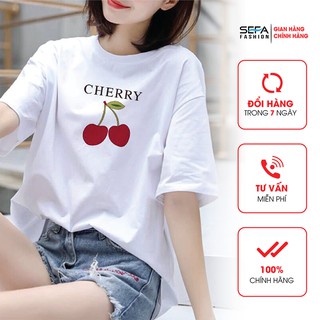 Áo phông nữ SEFA cotton cổ tròn in chữ trẻ trung phong cách