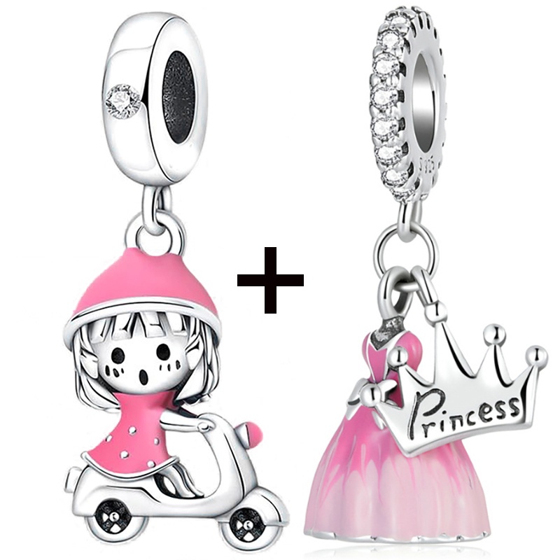 Bộ 2 Mặt Dây Chuyền Hình Rùa / Dâu / Trái Tim Màu Cầu Vồng Xinh Xắn DIY