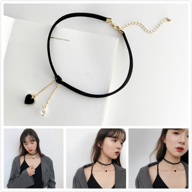 Dây Chuyền Choker Mặt Hình Trái Tim Thời Trang Cho Nữ