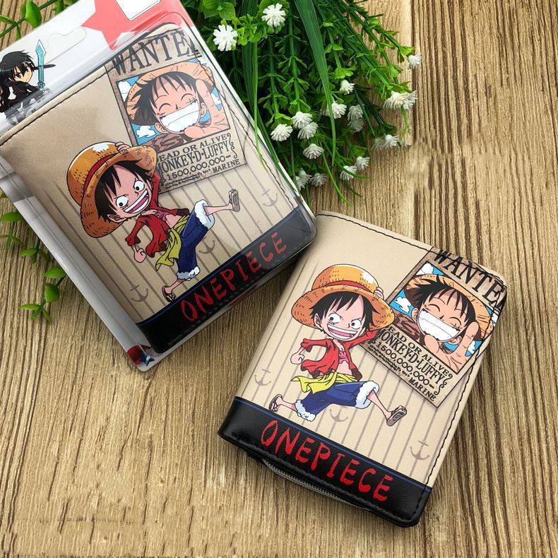 Ví da PU ngắn gập 2 in hình ONE PIECE cho nam