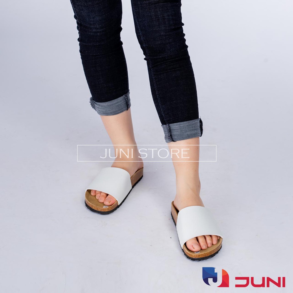 [DA PU-CHỐNG NƯỚC] PU05- Dép sandal quai ngang đơn Unisex da PU, đế trấu Bioline Birken - Xuất khẩu châu Âu - Juni Store