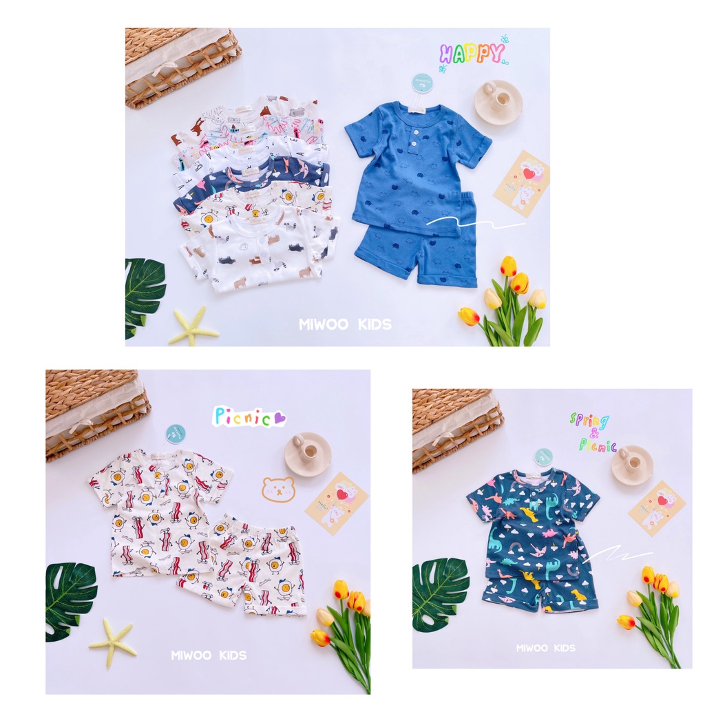 Bộ thun đùi bé trai Miwoo kids họa tiết cá tính phối lai lật xịn sò 6