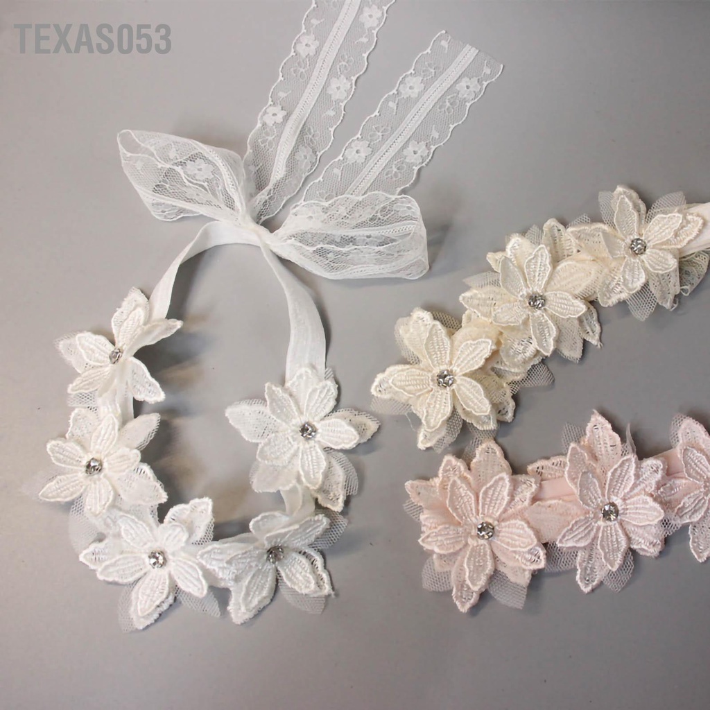 Texas053 Nơ buộc tóc cho trẻ sơ sinh Thủ công tay nghề tinh tế Ren dễ thương Thắt bé gái nơ Dây