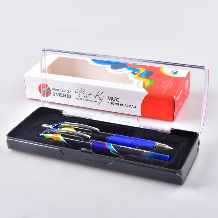 Hộp 2 Bút ký Bizner BIZ-KIT20/40years nét 0.7mm - Mực xanh