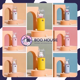 Quạt Phun Sương Mini Cầm Tay - Hình Thỏ và Bò Sữa - Quạt mini tích điện cầm tay