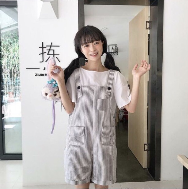 Quần yếm thô dáng ngắn phong cách Hàn Quốc | BigBuy360 - bigbuy360.vn