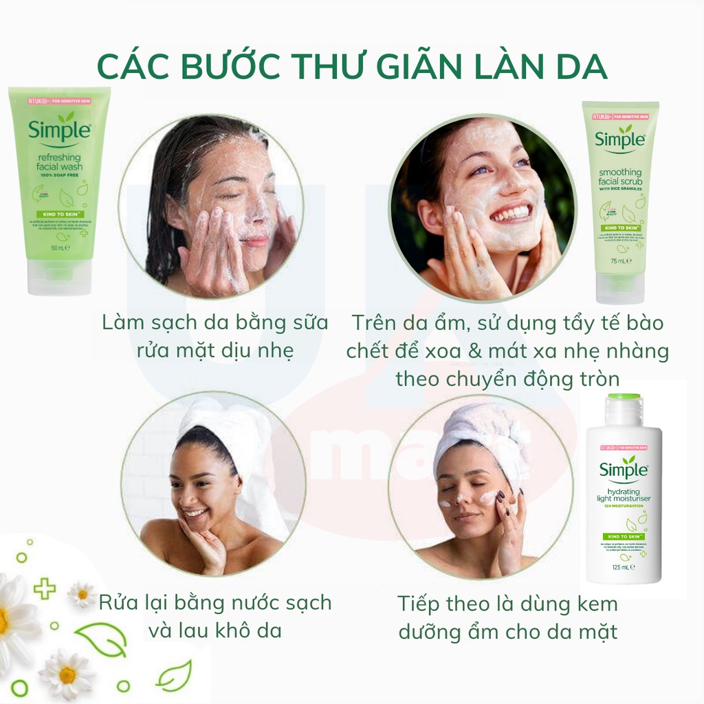 Tẩy Tế Bào Chết SIMPLE Kind To Skin Smoothing Facial Scrub 75ml Dành Cho Mọi Loại Da