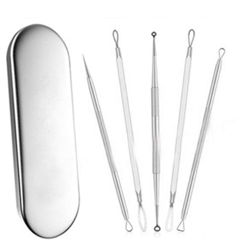 Set 5 Dụng Cụ Nặn Mụn Bằng Thép Không Gỉ Kèm Hộp Đựng Tiện Lợi