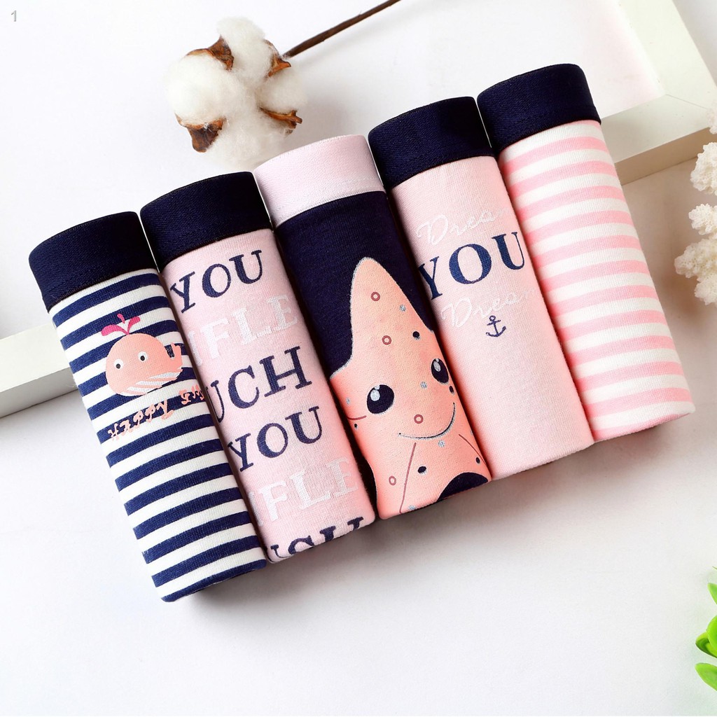 ✣✓۞quần lót, phụ nữ, bé gái, sịp cotton tinh khiết, cạp trễ 5 mảnh của cô gái trong sáng 100% đơn giản là sinh vi