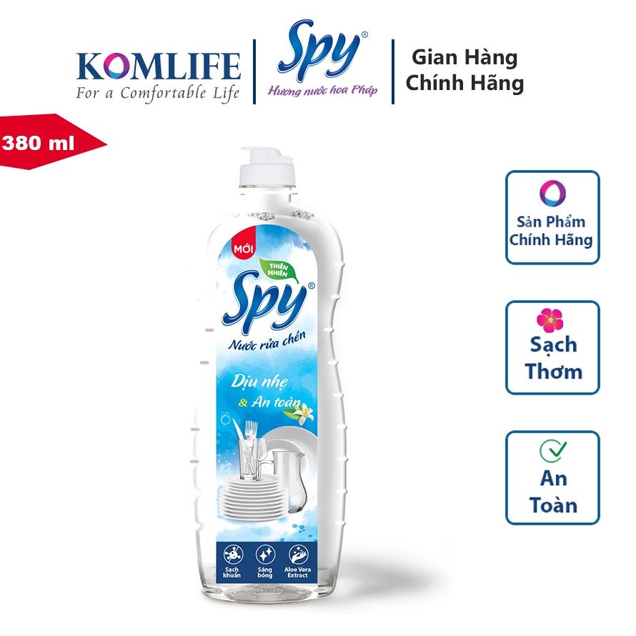 Nước rửa chén bát SPY hương Dịu Nhẹ 380ml thiên nhiên