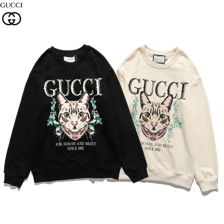 Áo Sweater Cổ Tròn Chất Liệu Cotton In Hình Gucci Thời Trang